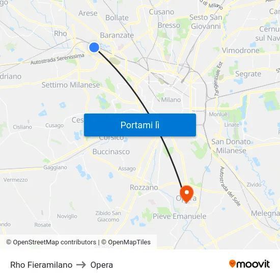 Rho Fieramilano to Opera map