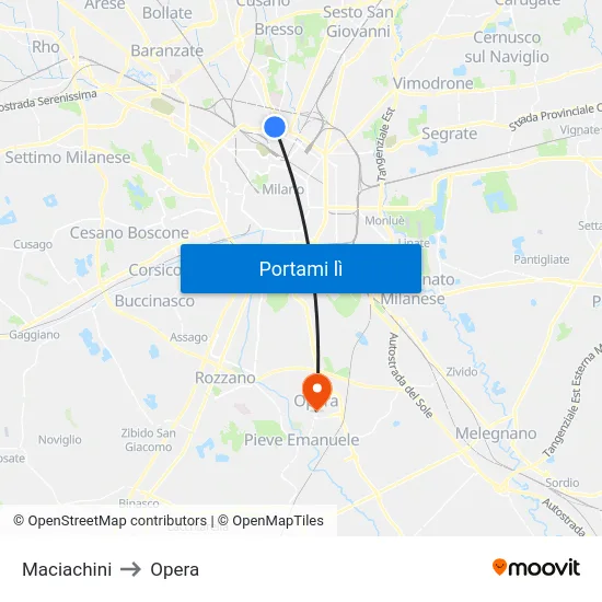 Maciachini to Opera map