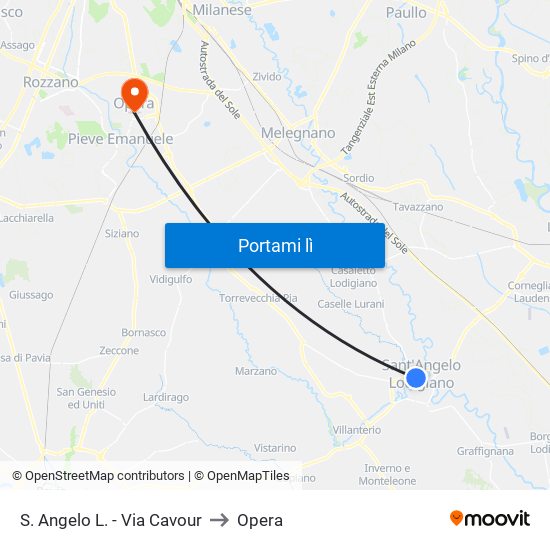 S. Angelo L. - Via Cavour to Opera map