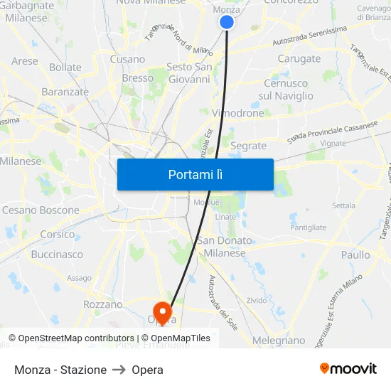 Monza - Stazione to Opera map