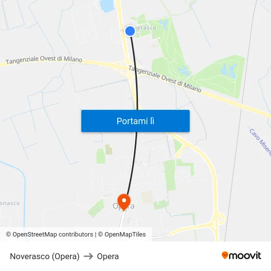 Noverasco (Opera) to Opera map
