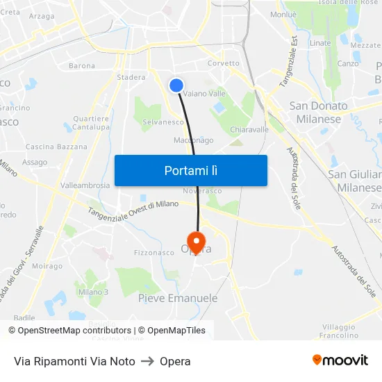 Via Ripamonti Via Noto to Opera map