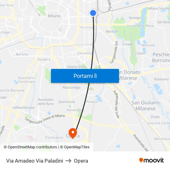 Via Amadeo Via Paladini to Opera map