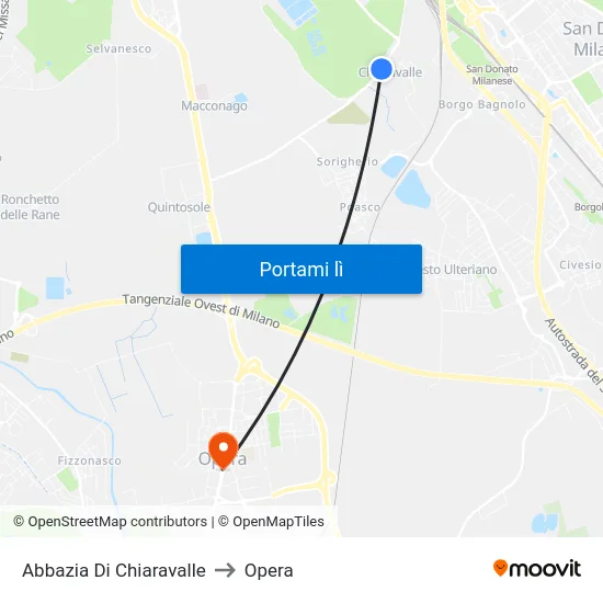 Abbazia Di Chiaravalle to Opera map