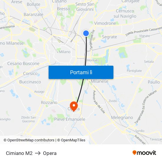 Cimiano M2 to Opera map