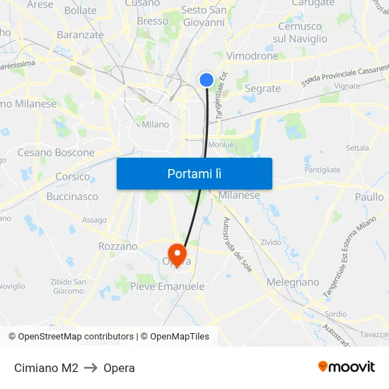 Cimiano M2 to Opera map
