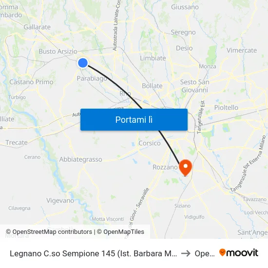 Legnano C.so Sempione 145 (Ist. Barbara Melzi) to Opera map