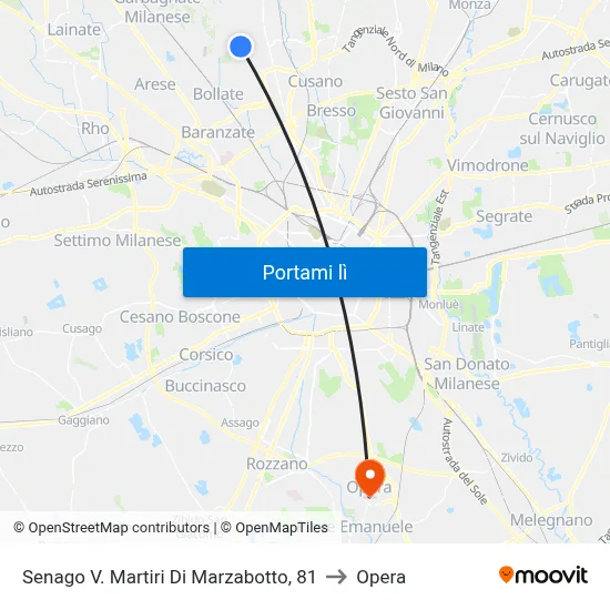 Senago V. Martiri Di Marzabotto, 81 to Opera map