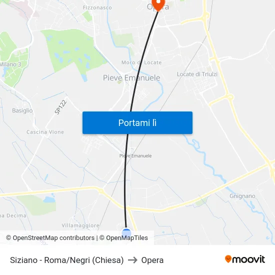 Siziano - Roma/Negri (Chiesa) to Opera map