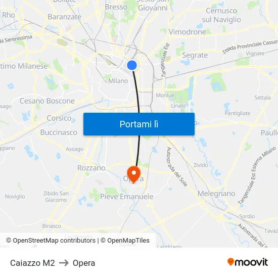 Caiazzo M2 to Opera map