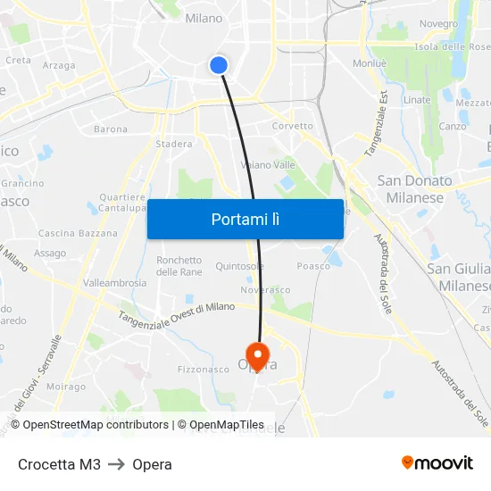 Crocetta M3 to Opera map