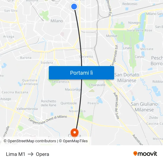 Lima M1 to Opera map