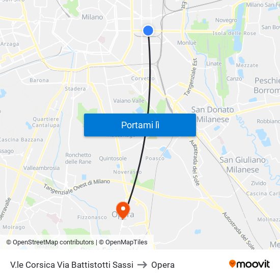 V.le Corsica Via Battistotti Sassi to Opera map