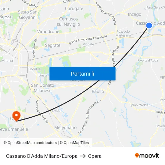 Cassano D'Adda Milano/Europa to Opera map