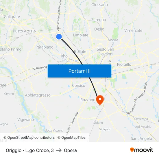 Origgio - L.go Croce, 3 to Opera map