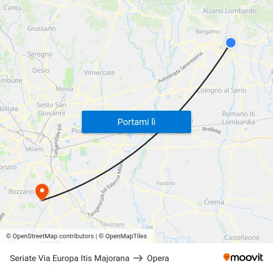 Seriate Europa 14 to Opera map