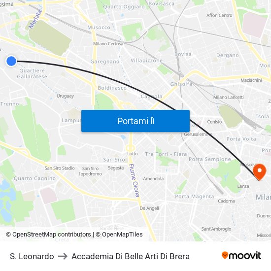 S. Leonardo to Accademia Di Belle Arti Di Brera map