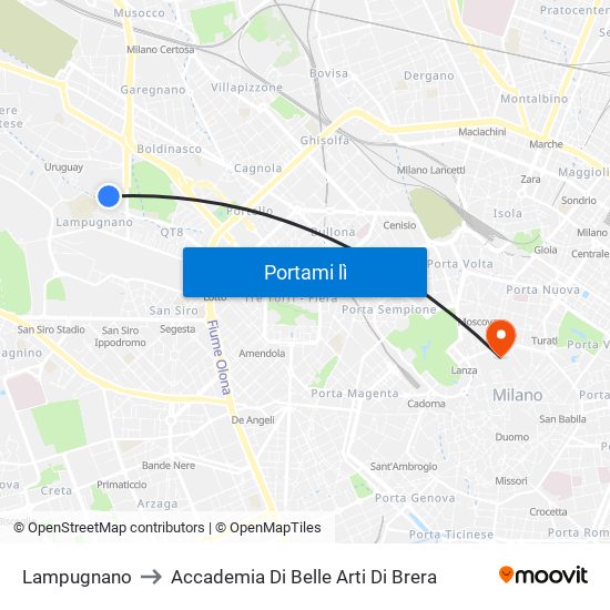 Lampugnano to Accademia Di Belle Arti Di Brera map