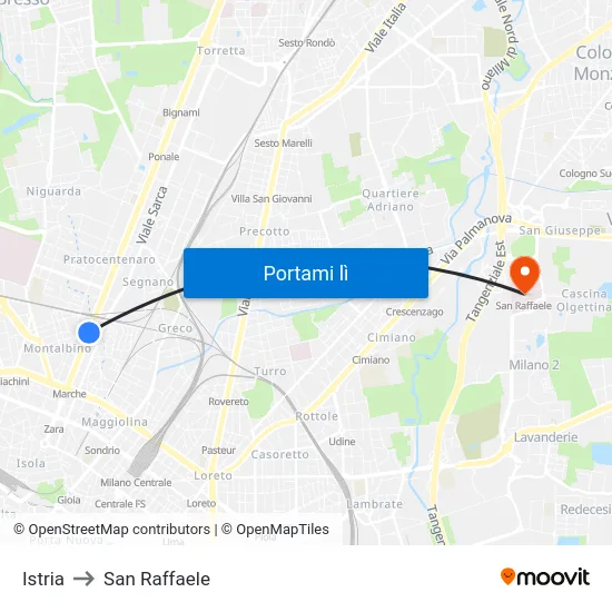Istria to San Raffaele map