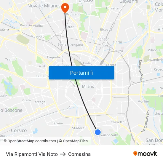 Via Ripamonti Via Noto to Comasina map