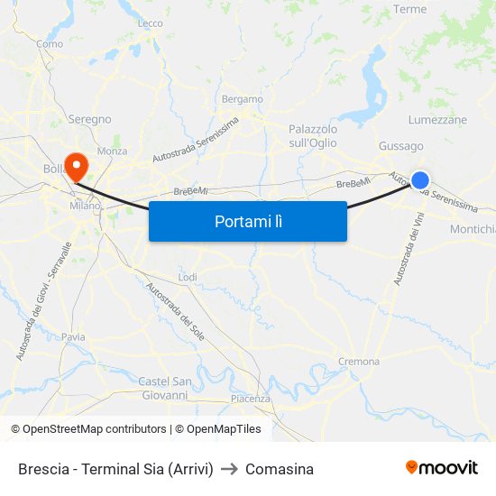 Brescia - Terminal Sia (Arrivi) to Comasina map