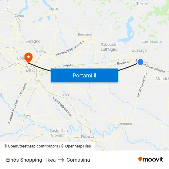 Elnòs Shopping - Ikea to Comasina map