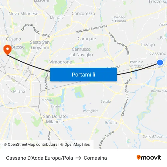Cassano D'Adda Europa/Pola to Comasina map