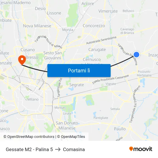 Gessate M2 - Palina 5 to Comasina map