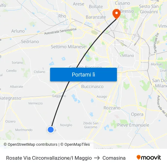 Rosate Via Circonvallazione/I Maggio to Comasina map