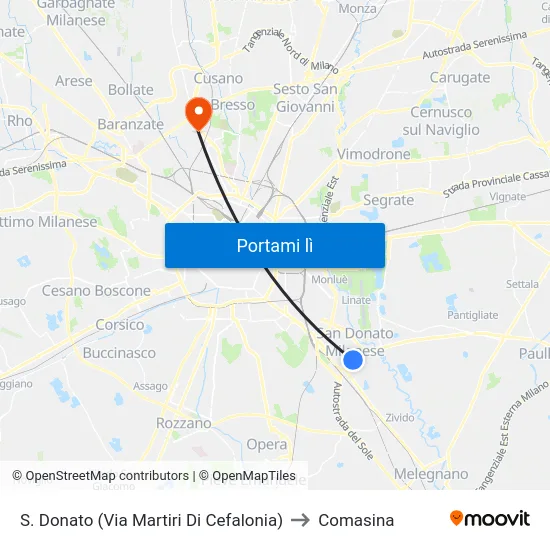 S. Donato (Via Martiri Di Cefalonia) to Comasina map