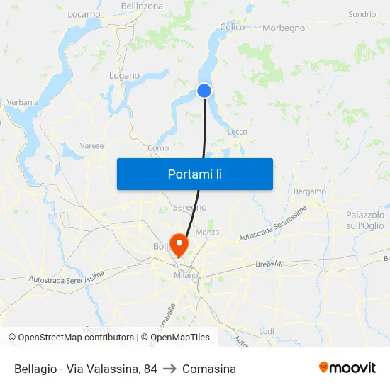 Bellagio - Via Valassina, 84 to Comasina map