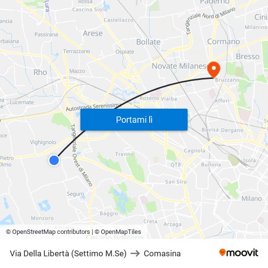 Via Della Libertà (Settimo M.Se) to Comasina map