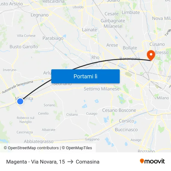 Magenta - Via Novara, 15 to Comasina map