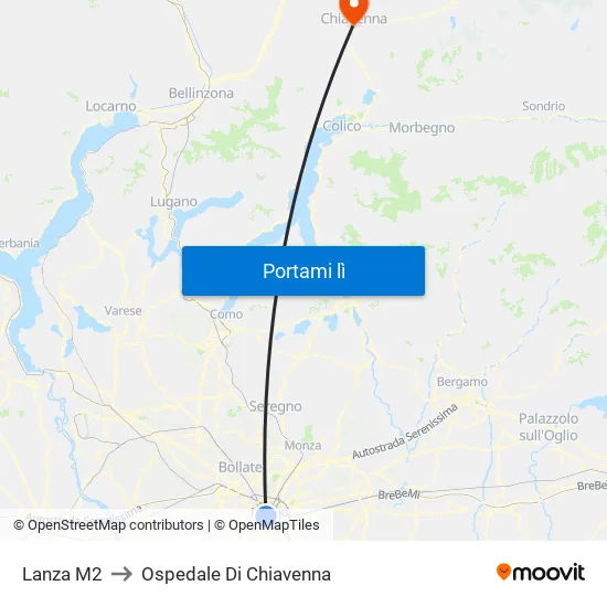 Lanza M2 to Ospedale Di Chiavenna map