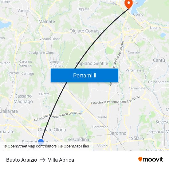 Busto Arsizio to Villa Aprica map