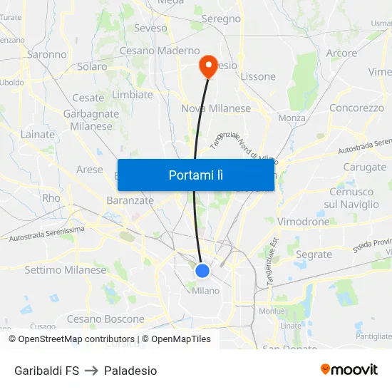 Garibaldi FS to Paladesio map