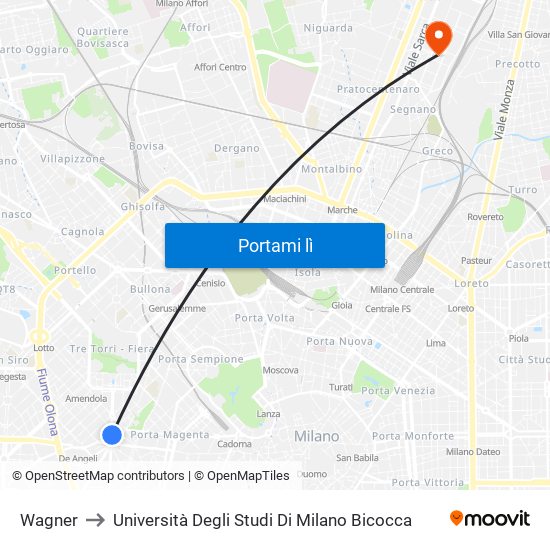 Wagner to Università Degli Studi Di Milano Bicocca map
