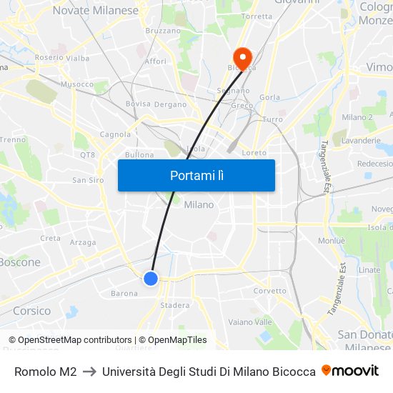 Romolo M2 to Università Degli Studi Di Milano Bicocca map