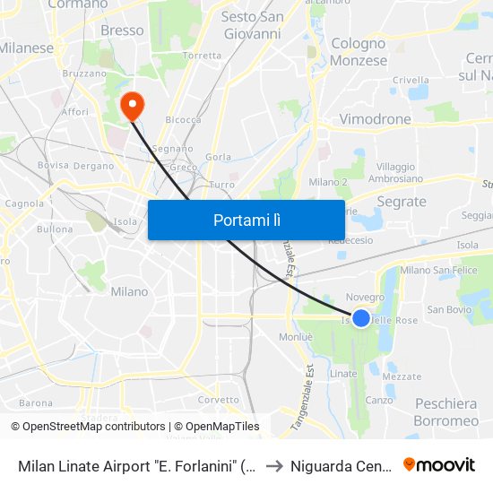 Milan Linate Airport "E. Forlanini" (Lin) to Niguarda Centro map