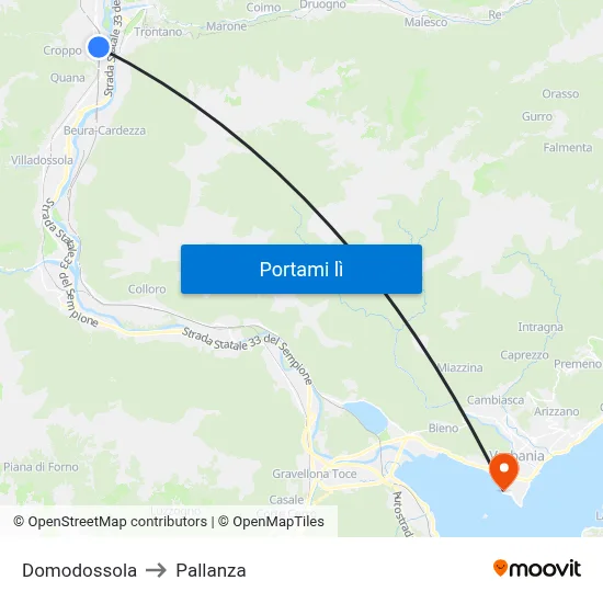 Domodossola to Pallanza map