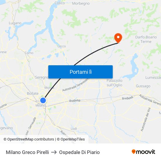 Milano Greco Pirelli to Ospedale Di Piario map