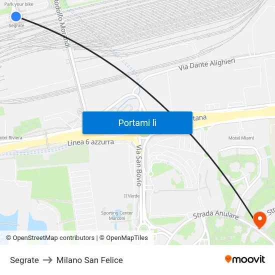 Segrate to Milano San Felice map
