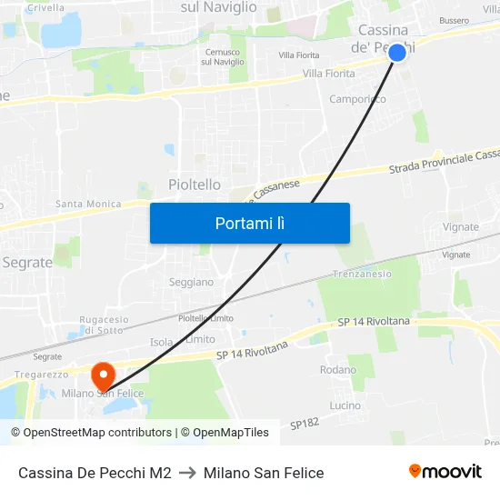 Cassina De Pecchi M2 to Milano San Felice map