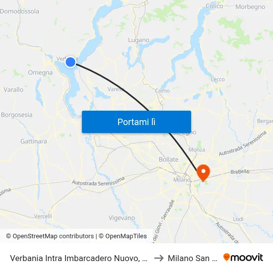 Verbania Intra Imbarcadero Nuovo, Piazza Flaim to Milano San Felice map