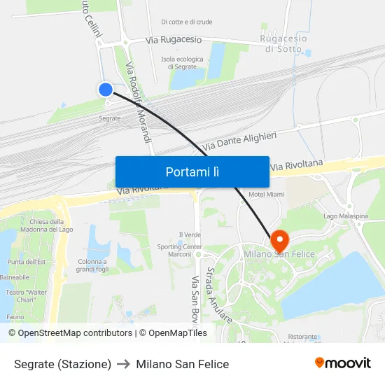 Segrate (Stazione) to Milano San Felice map