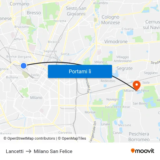 Lancetti to Milano San Felice map