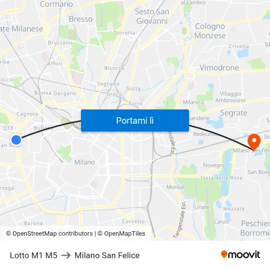 Lotto M1 M5 to Milano San Felice map