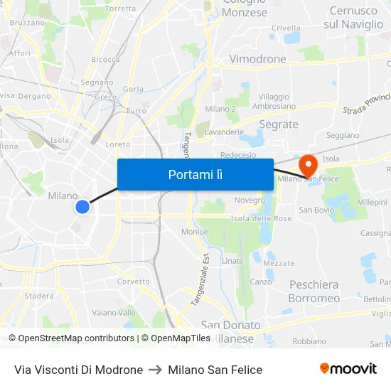 Via Visconti Di Modrone to Milano San Felice map
