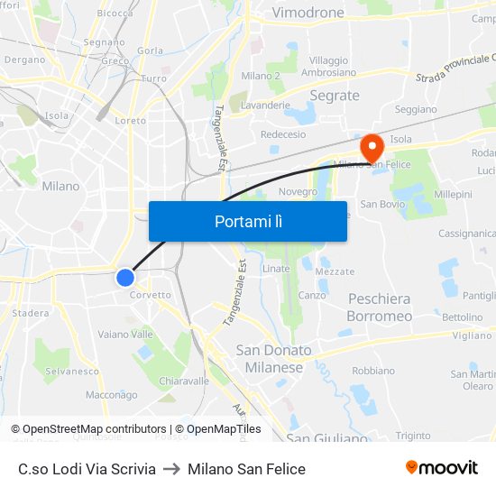 C.so Lodi Via Scrivia to Milano San Felice map