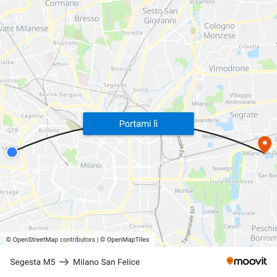 Segesta M5 to Milano San Felice map